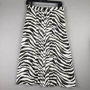 Banana Republic Women's 6 Pleated Zebra Print Midi Skirt Animal Safari Eclectic‎